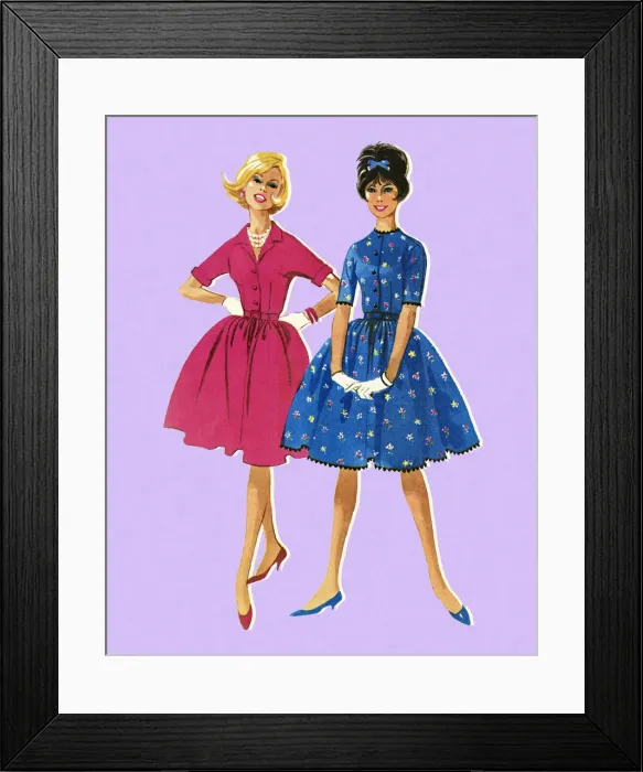 Framed Print : Two Women Wearing Dresses Framed Print : Two Women Wearing Dresses