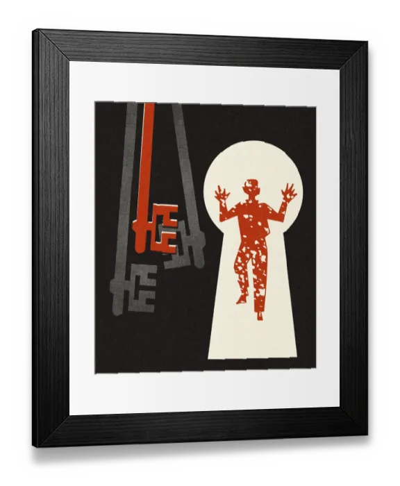 Framed Print : Three Skeleton Keys and a Keyhole Showing a Person Framed Print : Three Skeleton Keys and a Keyhole Showing a Person