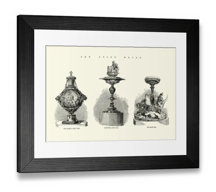 Framed Print : Ascot horse racing trophies, Queens gold vase, Royal Hunt Cup, Ascot Cup Framed Print : Ascot horse racing trophies, Queens gold vase, Royal Hunt Cup, Ascot Cup