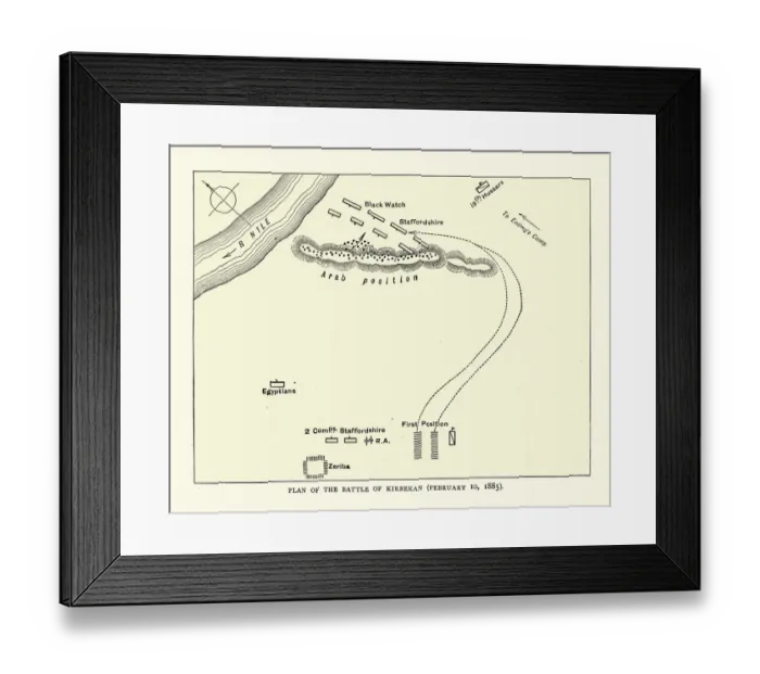 Framed Print : Plan of the Battle of Kirbekan February 10, 1885, Mahdist War
