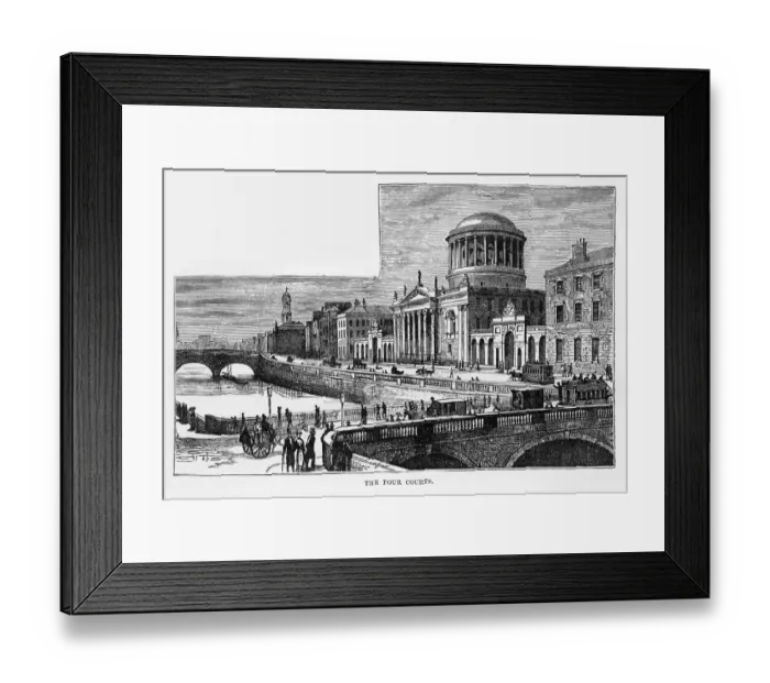 Framed Print : Four Courts in Dublin, Ireland Victorian Engraving, 1840