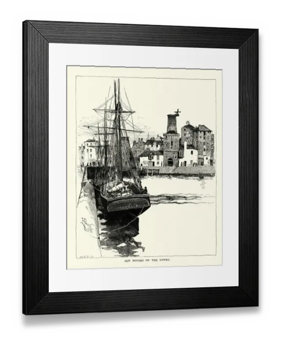 Framed Print : Old Houses on the River Liffey, Dublin, 19th Century