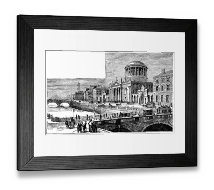 Framed Print : The Four Courts in Dublin, Ireland - 19th Century Framed Print : The Four Courts in Dublin, Ireland - 19th Century
