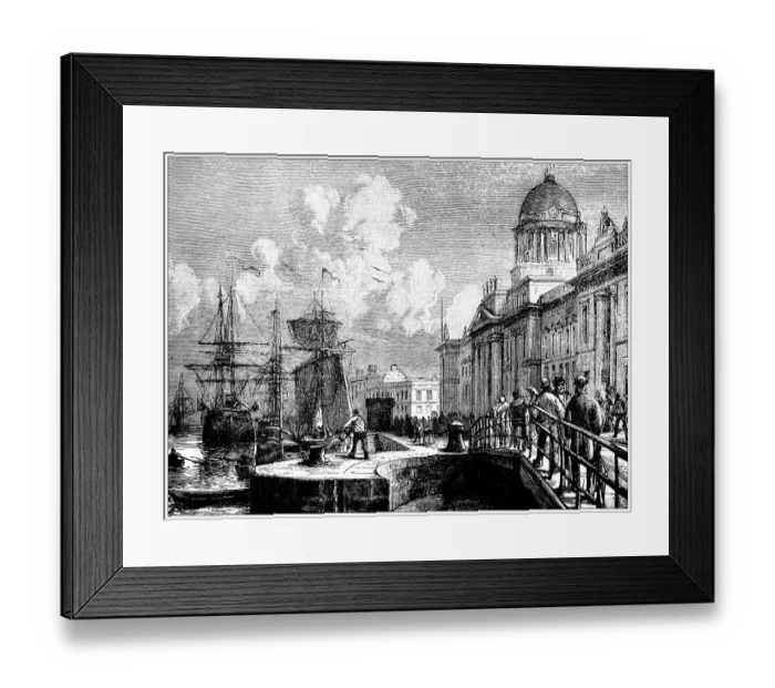 Framed Print : Antique illustration: Dublin docks Framed Print : Antique illustration: Dublin docks
