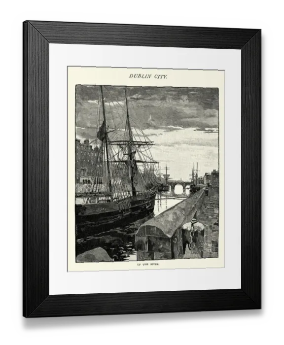 Framed Print : Up the River Liffey, Dublin, 19th Century
