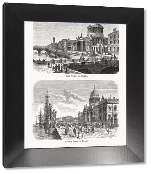 Historical views of Dublin, Ireland, wood engravings, published in 1893
