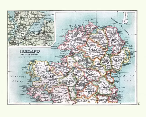 Antique Map of Northern Ireland, detail of Londonderry, 19th Century