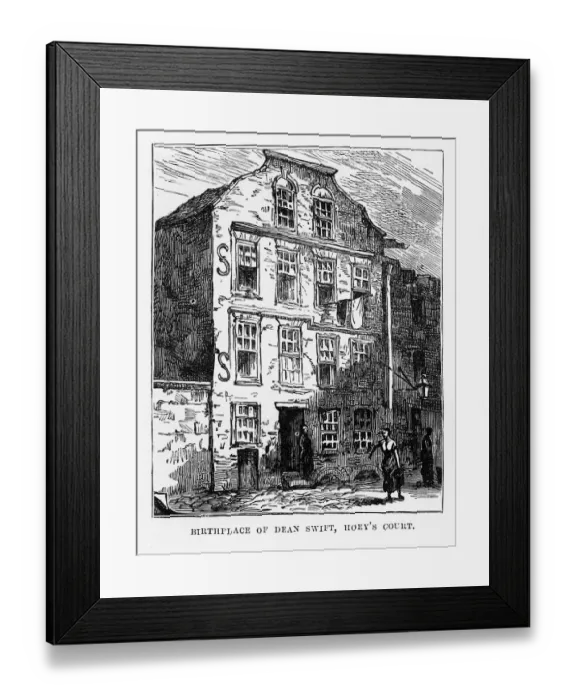 Framed Print : Birthplace of Dean Swift in Dublin, Ireland Victorian Engraving, 1840