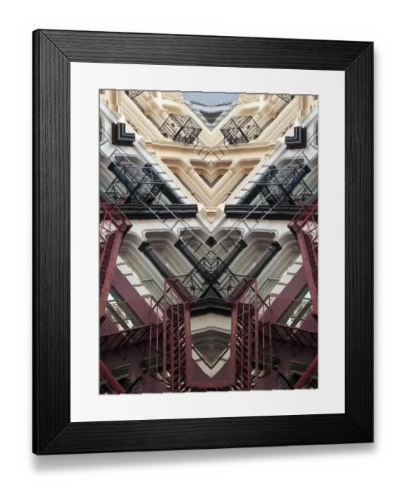 Framed Print : Kaleidoscopic image of cast iron buildings in the Cast Iron District in Soho, Manhattan Framed Print : Kaleidoscopic image of cast iron buildings in the Cast Iron District in Soho, Manhattan
