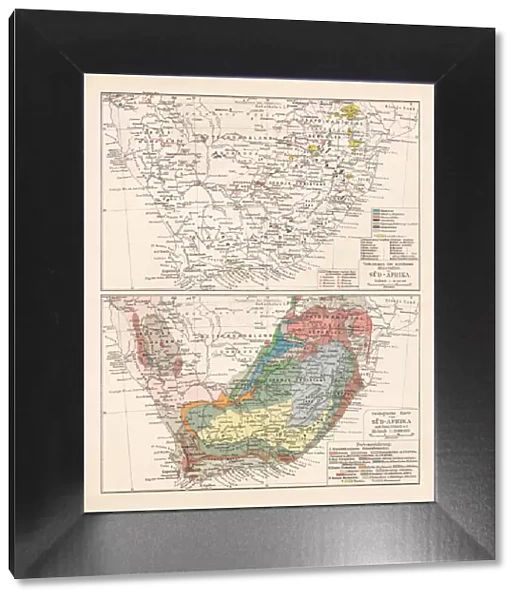 Geological maps of South Africa, lithograp, published in 1900