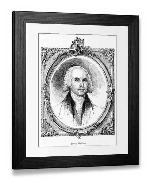 Framed Print : James Madison 4th U. S. President engraving 1895 Framed Print : James Madison 4th U. S. President engraving 1895