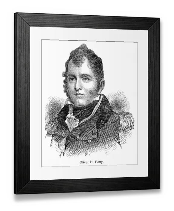 Framed Print : American naval commander Oliver Hazard Perry engraving 1895