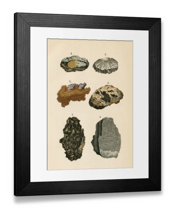 Framed Print : Minerals rocks engraving 1872 Framed Print : Minerals rocks engraving 1872