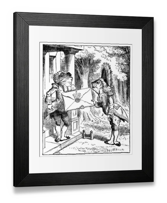 Framed Print : Fish delivering a letter to a frog - Alice in Wonderland 1897