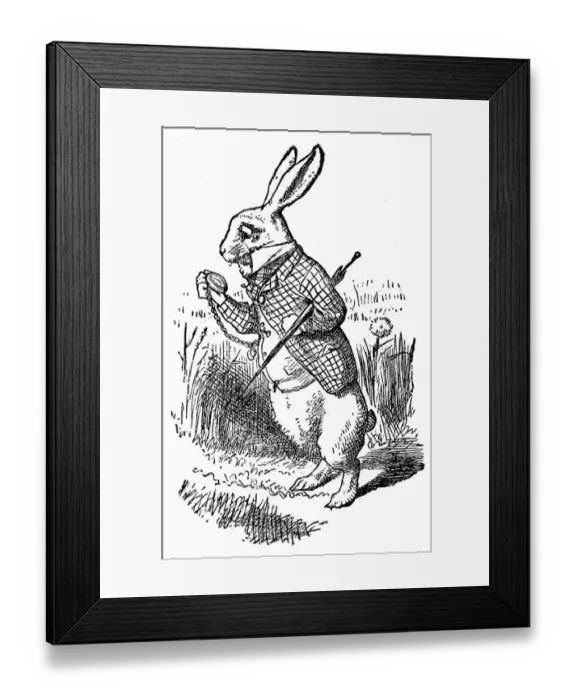 Framed Print : The white Rabbit checking his watch - Alice in Wonderland 1897 Framed Print : The white Rabbit checking his watch - Alice in Wonderland 1897