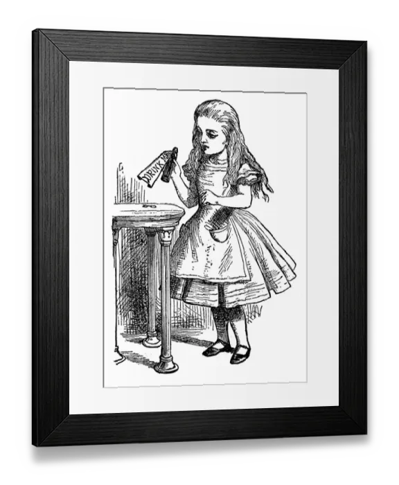 Framed Print : Alice with the Potion - Alice in Wonderland 1897 Framed Print : Alice with the Potion - Alice in Wonderland 1897