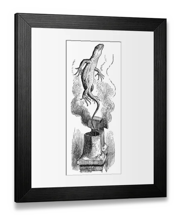 Framed Print : Lizard coming out of the chimney - Alice in Wonderland 1897 Framed Print : Lizard coming out of the chimney - Alice in Wonderland 1897