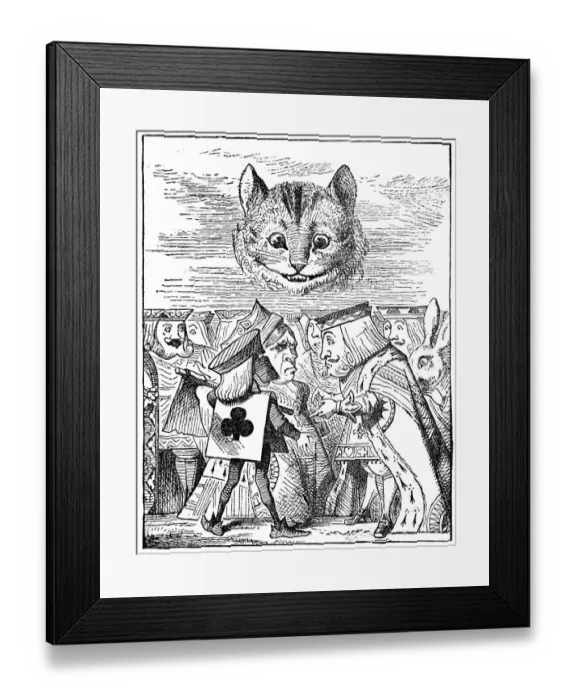 Framed Print : Cheshire cat smiling over King and queen - Alice in Wonderland 1897