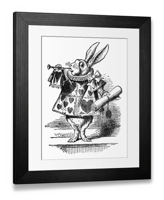 Framed Print : Rabbit with a scroll - Alice in Wonderland 1897 Framed Print : Rabbit with a scroll - Alice in Wonderland 1897