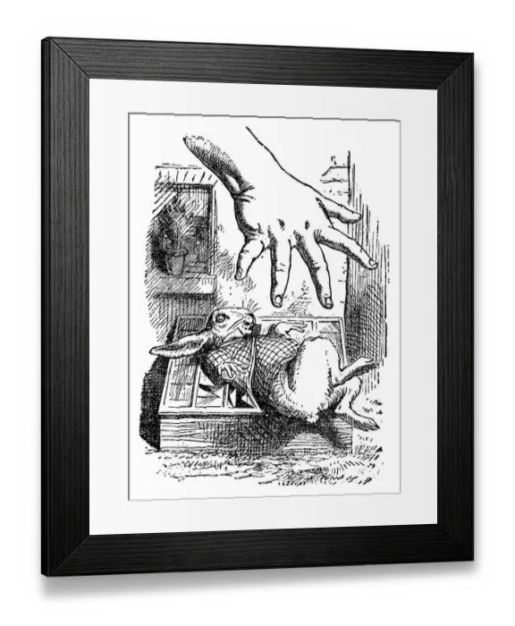 Framed Print : Alice trying to grab the white rabbit - Alice in Wonderland 1897 Framed Print : Alice trying to grab the white rabbit - Alice in Wonderland 1897