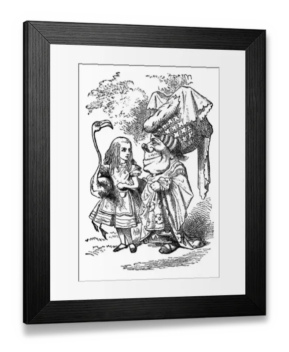 Framed Print : Holding a flamingo and talking to the duchess- Alice in Wonderland 1897