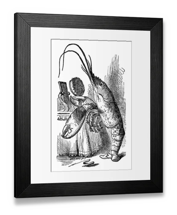 Framed Print : Lobster in front of the mirror - Alice in Wonderland 1897 Framed Print : Lobster in front of the mirror - Alice in Wonderland 1897