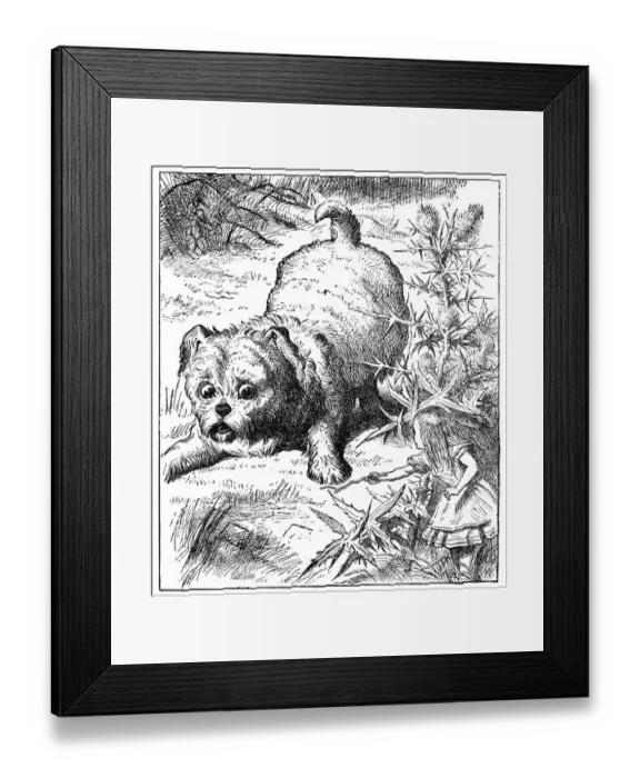 Framed Print : Playing with a big dog - Alice in Wonderland 1897 Framed Print : Playing with a big dog - Alice in Wonderland 1897