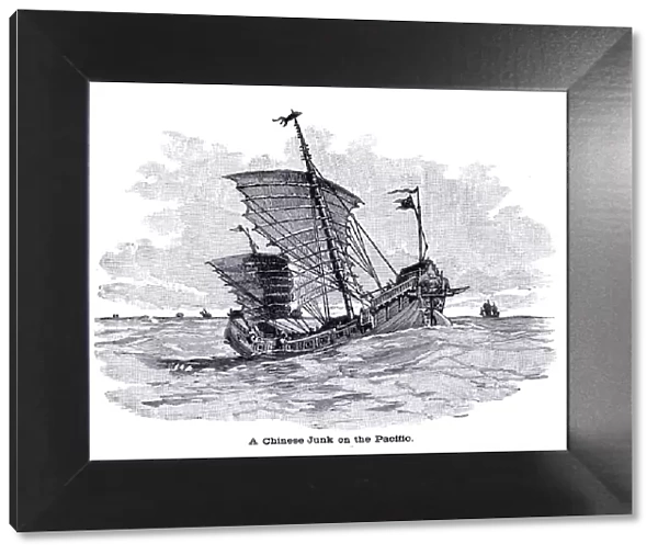 Chinese junk on the Pacific engraving 1896