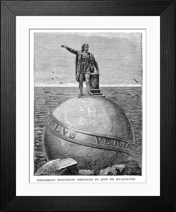Framed Print : Columbus monument engraving 1892