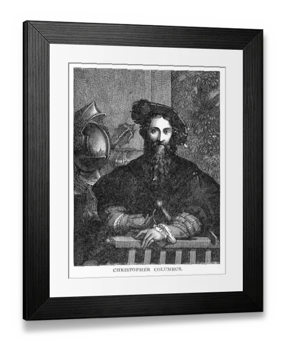 Framed Print : Columbus portrait engraving 1892 Framed Print : Columbus portrait engraving 1892