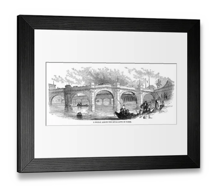 Framed Print : Bridge across the river Seine in Paris 1867 Framed Print : Bridge across the river Seine in Paris 1867