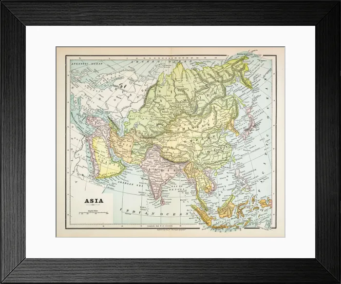 Framed Print : Map of Asia 1883 Framed Print : Map of Asia 1883