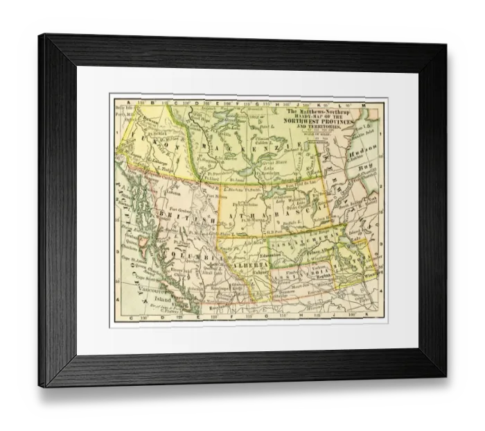 Framed Print : Canada northwest provinces map 1898 Framed Print : Canada northwest provinces map 1898