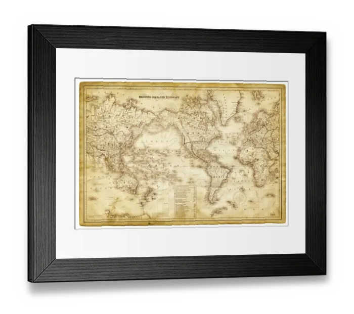 Framed Print : map of the world 1864 Framed Print : map of the world 1864
