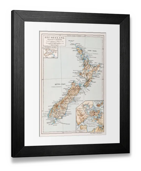 Framed Print : Map of New Zealand 1897 Framed Print : Map of New Zealand 1897
