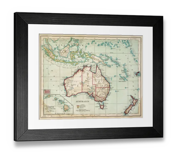 Framed Print : Map of Australia 1877 Framed Print : Map of Australia 1877