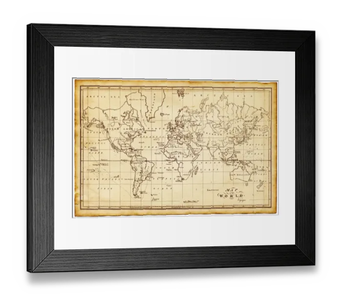Framed Print : map of the world 1814 Framed Print : map of the world 1814