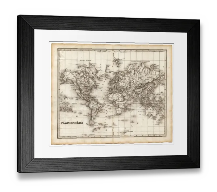 Framed Print : map of the world 1842 Framed Print : map of the world 1842