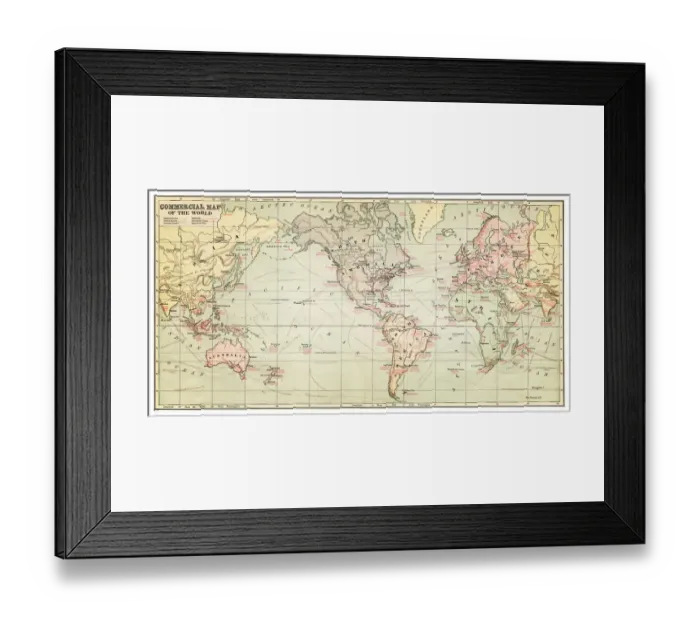 Framed Print : map of the world 1881 Framed Print : map of the world 1881
