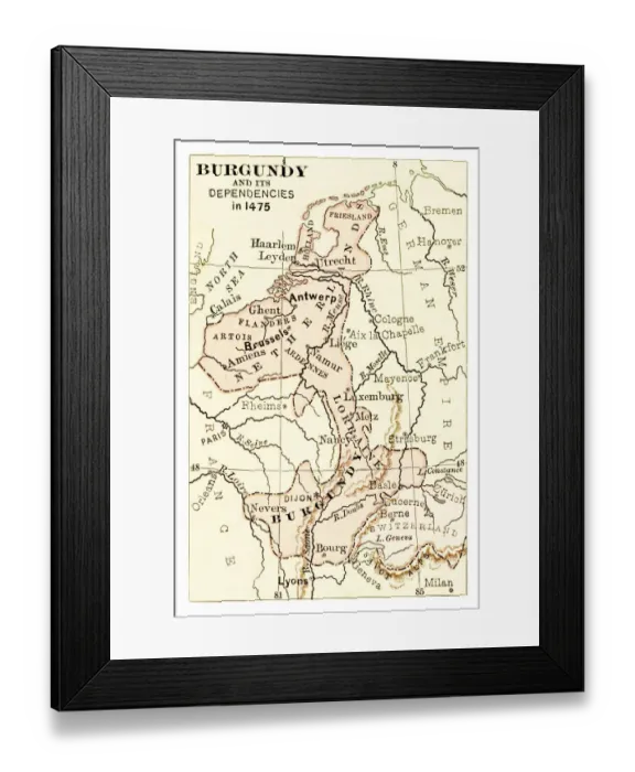 Framed Print : Map of Burgundy 1881 Framed Print : Map of Burgundy 1881