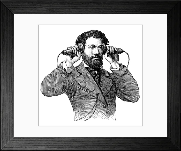 Framed Print : Making a call on antique telephone Framed Print : Making a call on antique telephone