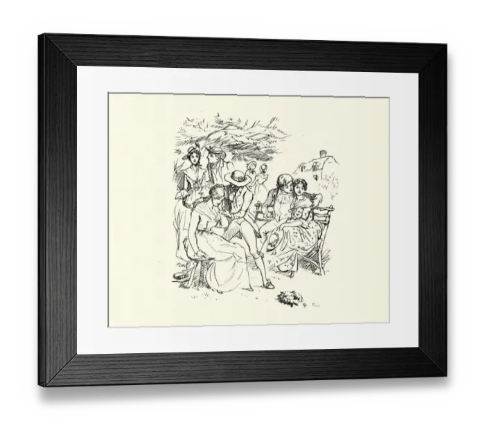 Framed Print : Young couples flirting in love, Victorian 19th Century Framed Print : Young couples flirting in love, Victorian 19th Century