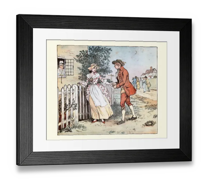Framed Print : Young man walking his girlfriend home at the end of the day, Victorian 19th Century Framed Print : Young man walking his girlfriend home at the end of the day, Victorian 19th Century