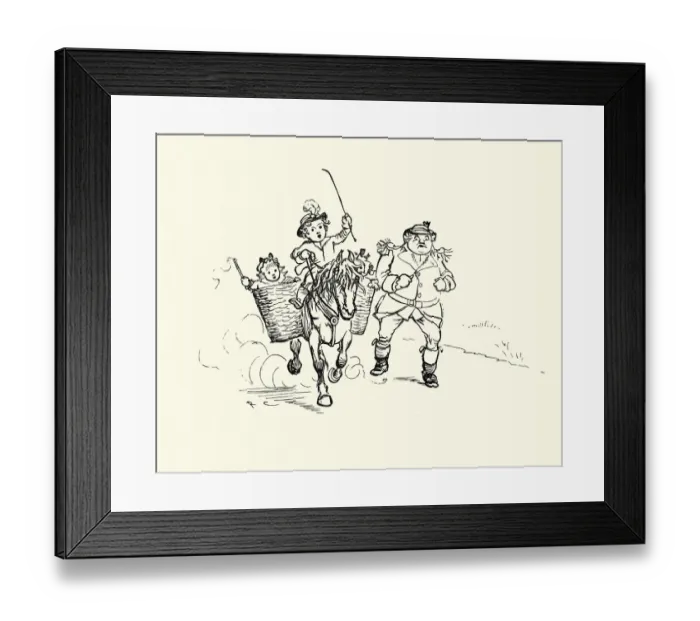 Framed Print : Boy riding a pony with saddle baskets, Banbury Cross, Victorian Framed Print : Boy riding a pony with saddle baskets, Banbury Cross, Victorian