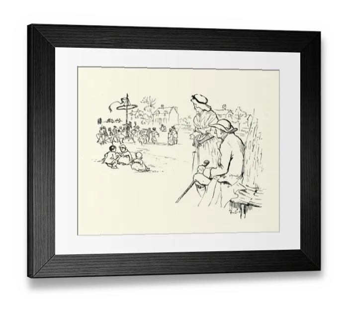 Framed Print : Old couple watching young folk dance around the maypole, Victorian 19th Century Framed Print : Old couple watching young folk dance around the maypole, Victorian 19th Century