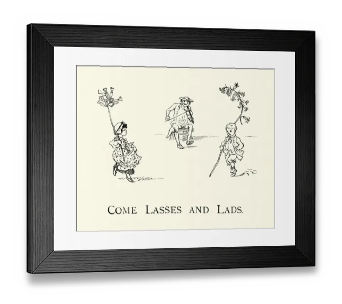 Framed Print : Come, Lasses And Lads, Little girl and boy dancing to the violin, 19th Century Framed Print : Come, Lasses And Lads, Little girl and boy dancing to the violin, 19th Century