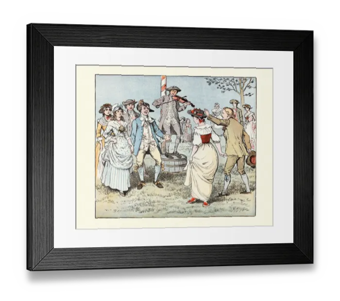 Framed Print : Come, Lasses And Lads, People folk dancing to a fiddlers tune, 19th Century Framed Print : Come, Lasses And Lads, People folk dancing to a fiddlers tune, 19th Century