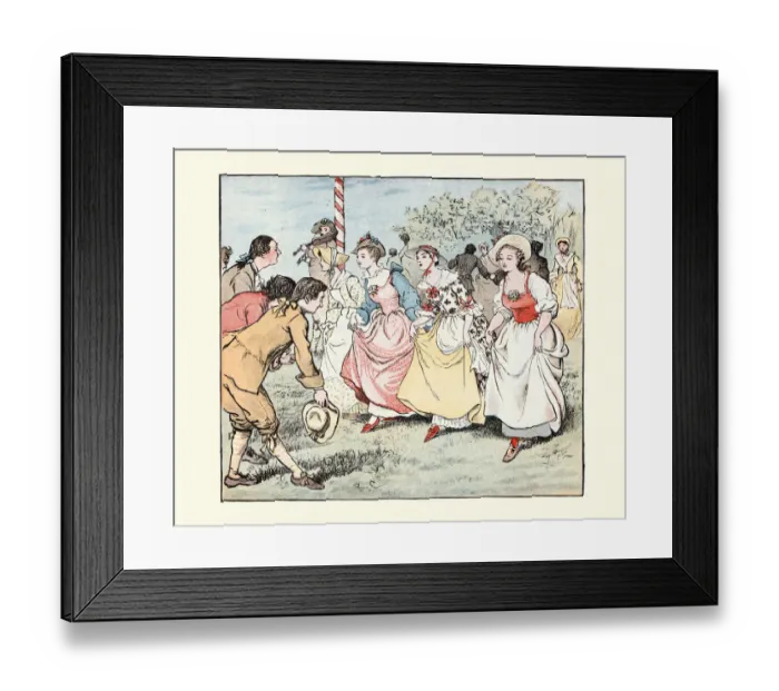 Framed Print : Come, Lasses And Lads, Young men and women dancing by the maypole, 19th Century Framed Print : Come, Lasses And Lads, Young men and women dancing by the maypole, 19th Century