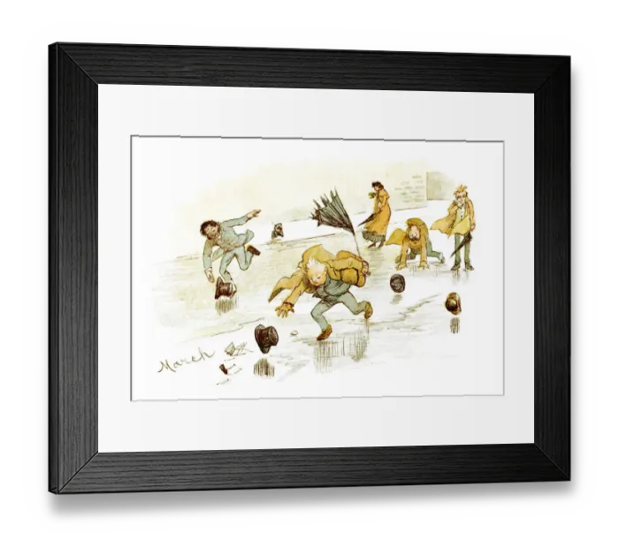 Framed Print : Windy March day with hats blowing about Framed Print : Windy March day with hats blowing about