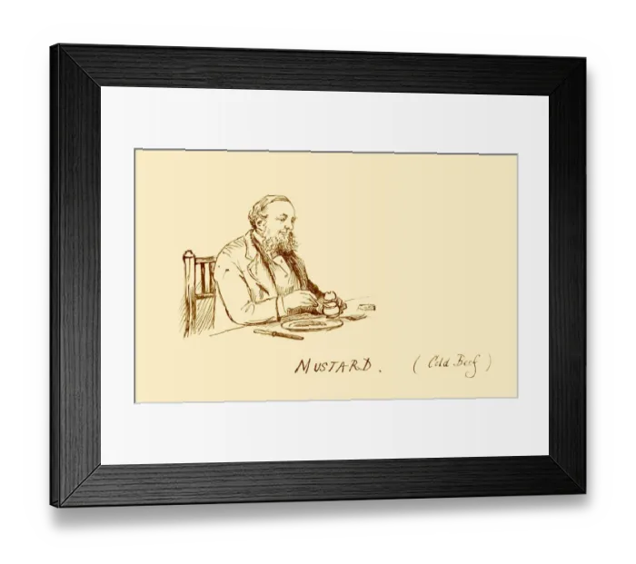 Framed Print : Senior Victorian man eating cold roast beef with mustard